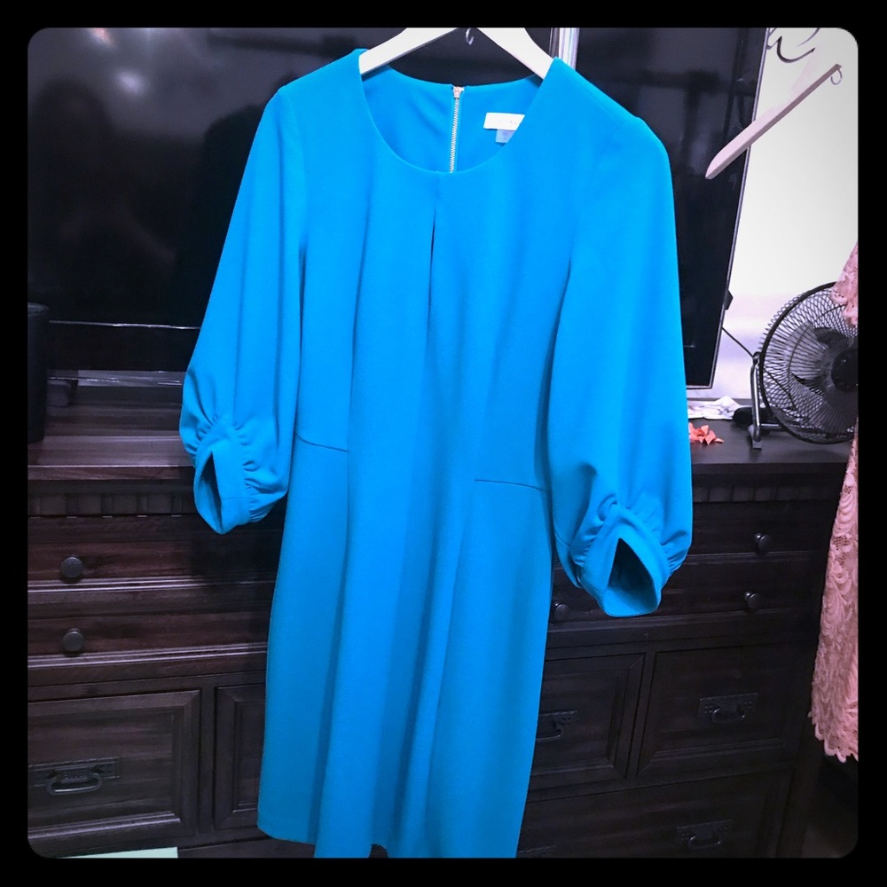 Calvin Klein long sleeve dress peacock